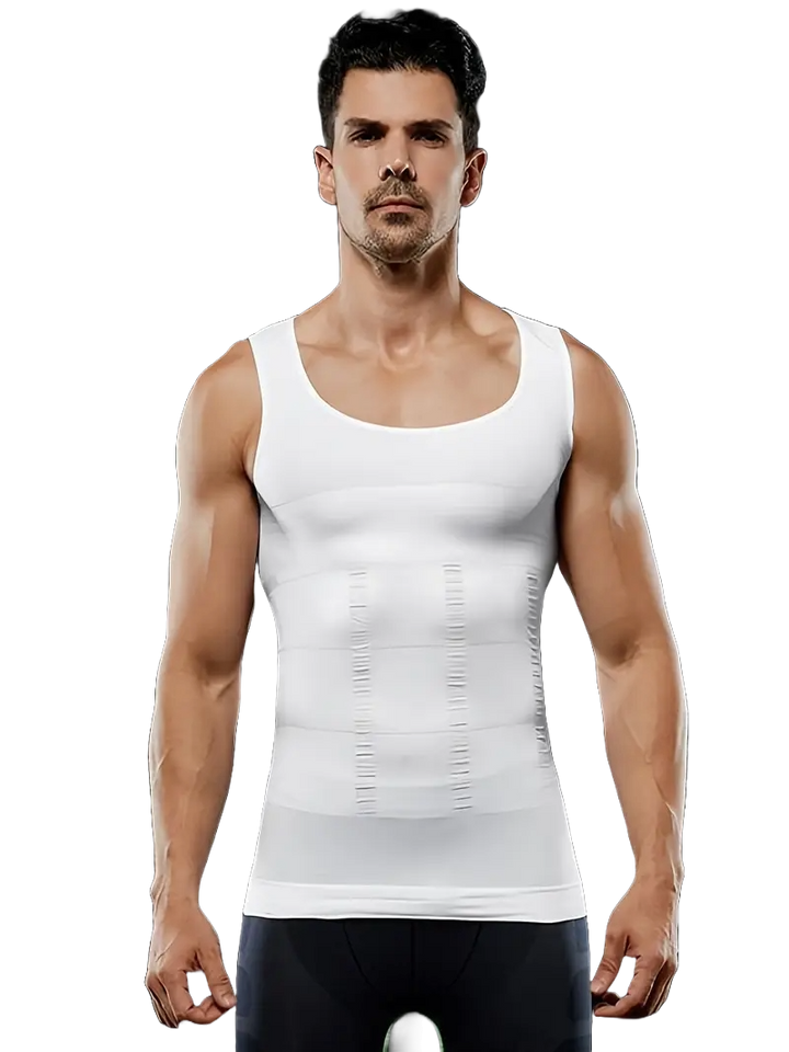 גופיית גברים לחיטוב הגוף | חולצת ספורט מחטבת מבד ניילון אלסטי
