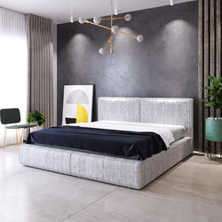מיטה זוגית מפוארת מרופדת בד קטיפה דגם גריזלי מבית Panda Style